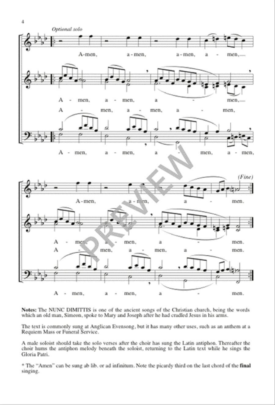 Nunc Dimittis Nunc Dimittis 4-Part scores gallery preview page 5