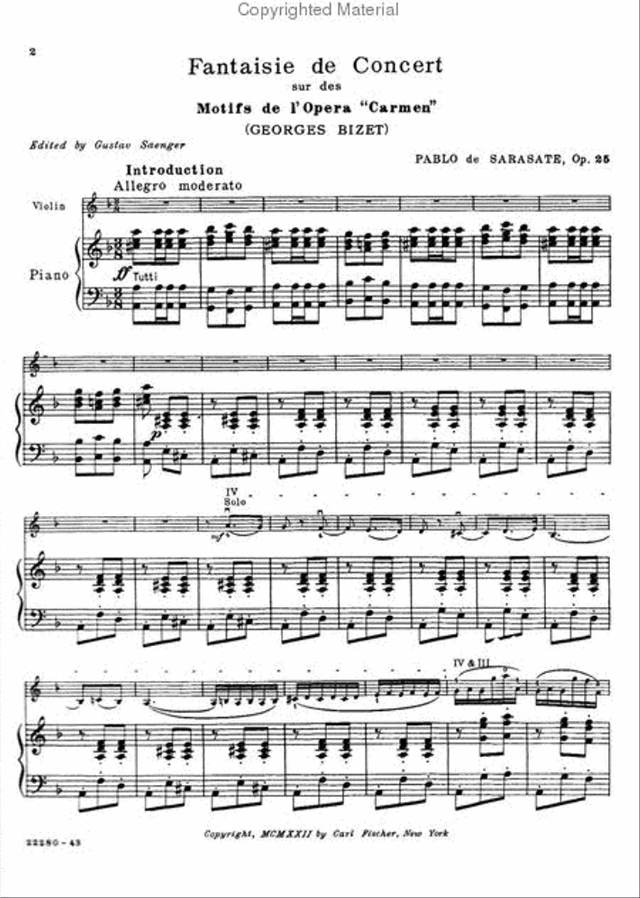 Carmen Concert Fantasy Violin Solo scores gallery preview page 2