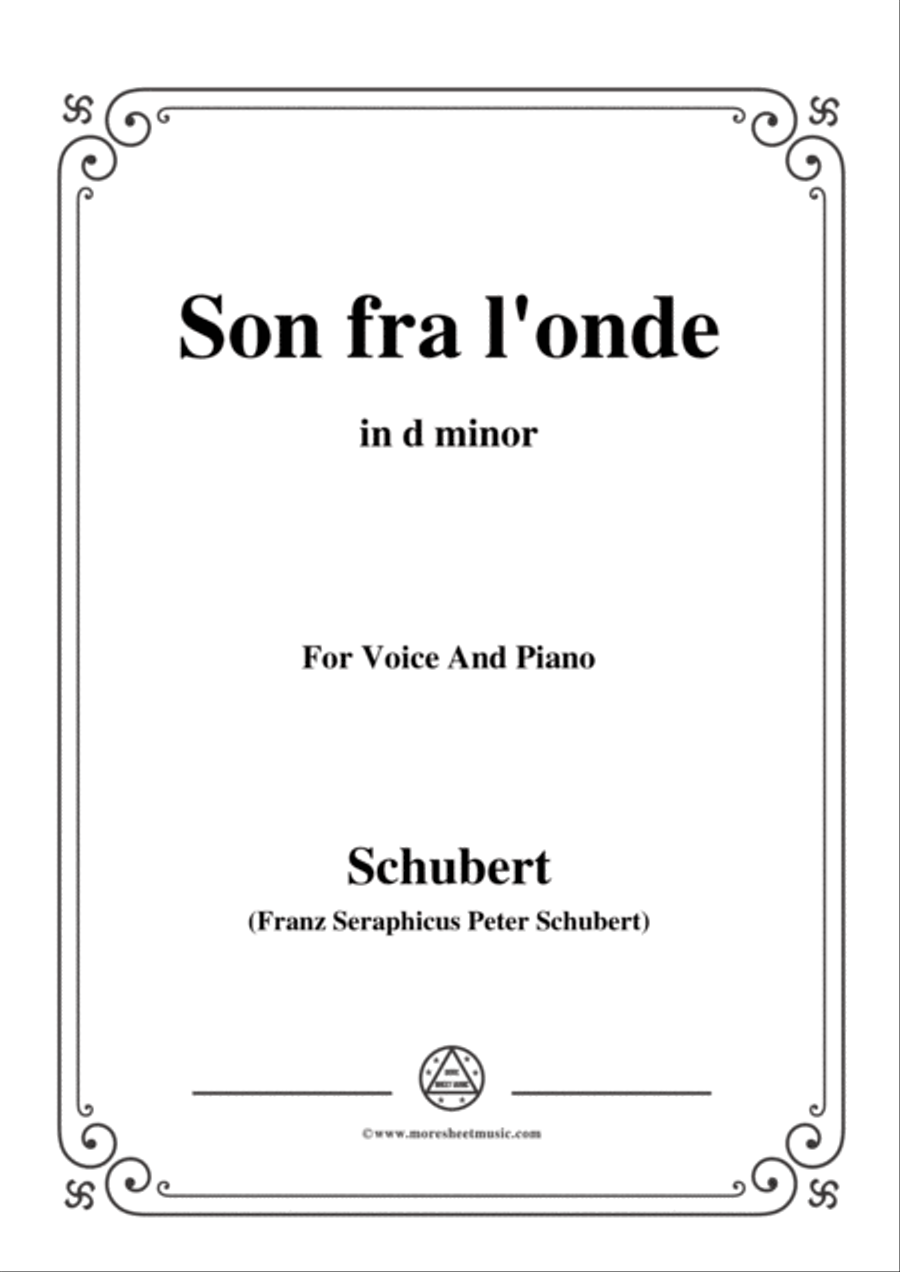 Schubert-Son fra l'onde,in d minor,for Voice&Piano Voice scores gallery preview page 1