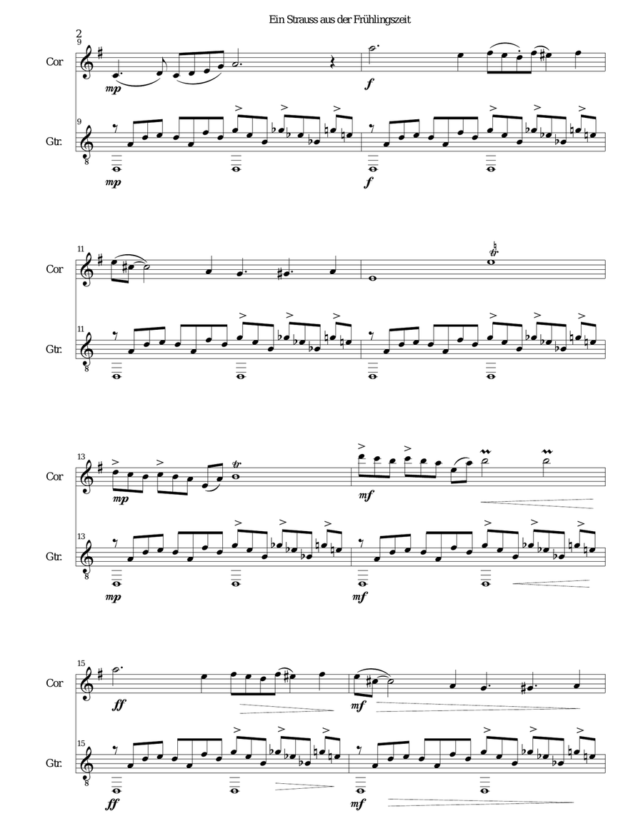 Ein Strauss aus der Frühlingszeit (a bunch of flowers from springtime) for cor anglais and guitar English Horn scores gallery preview page 2