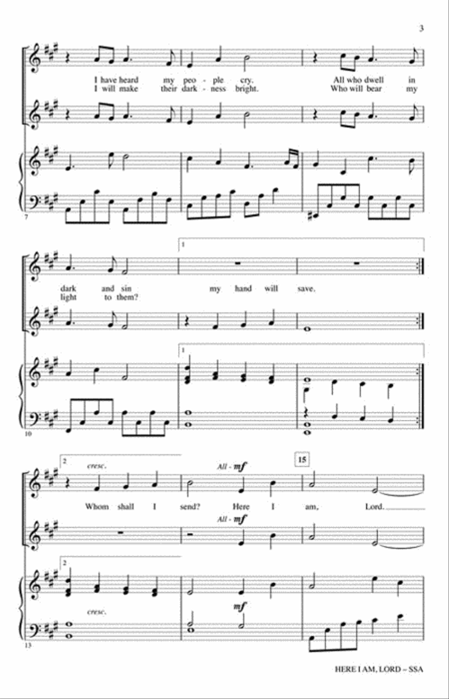 Here I Am, Lord SSA scores gallery preview page 3