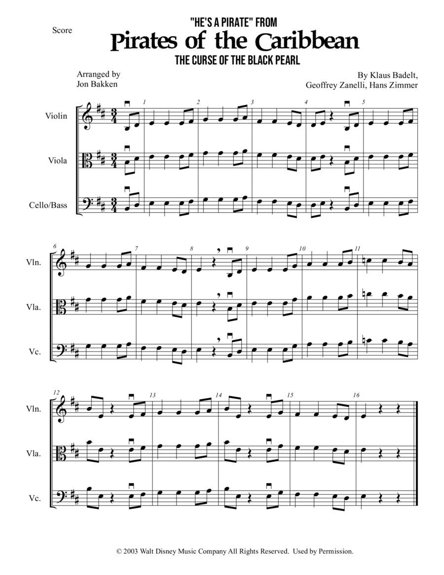 He's A Pirate He's A Pirate String Orchestra scores gallery preview page 1