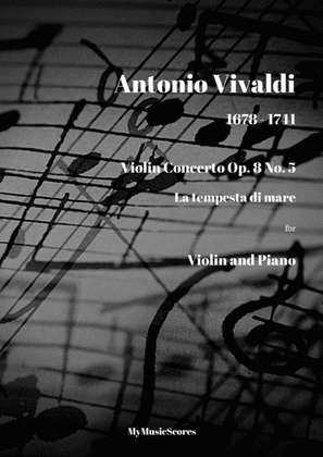 Vivaldi Violin Concerto Op. 8 No. 5 "La tempesta di mare" for Violin and Piano