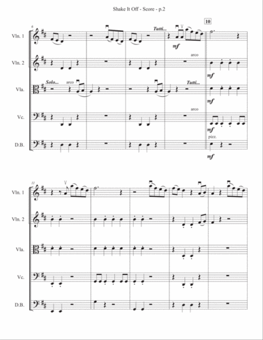 Shake It Off String Quartet scores gallery preview page 3