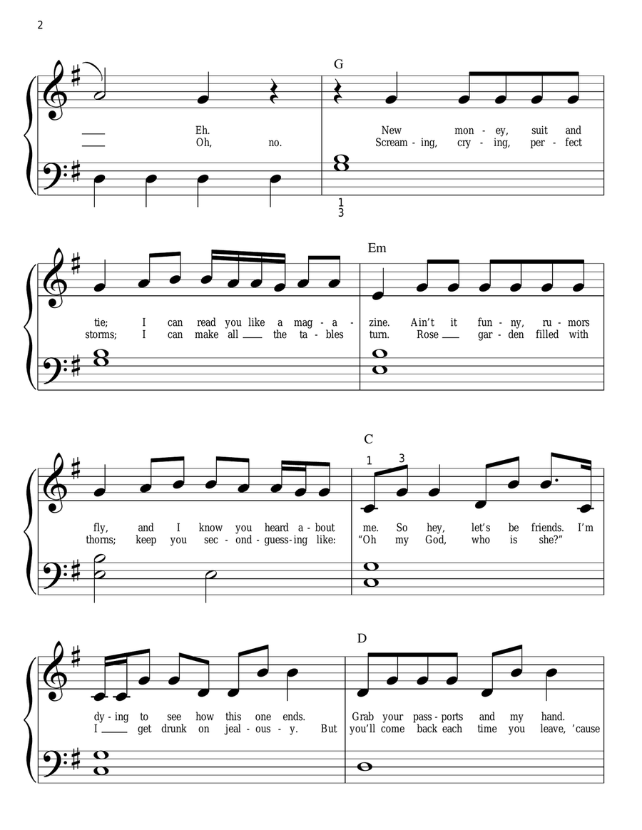 Blank Space Blank Space Easy Piano scores gallery preview page 2