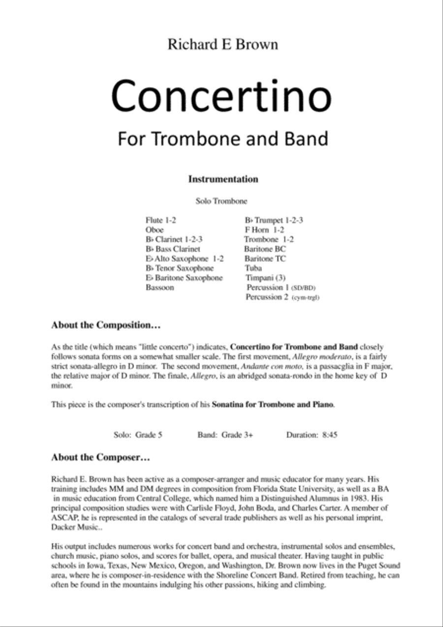 Concertino for Trombone and Band Concert Band scores gallery preview page 2