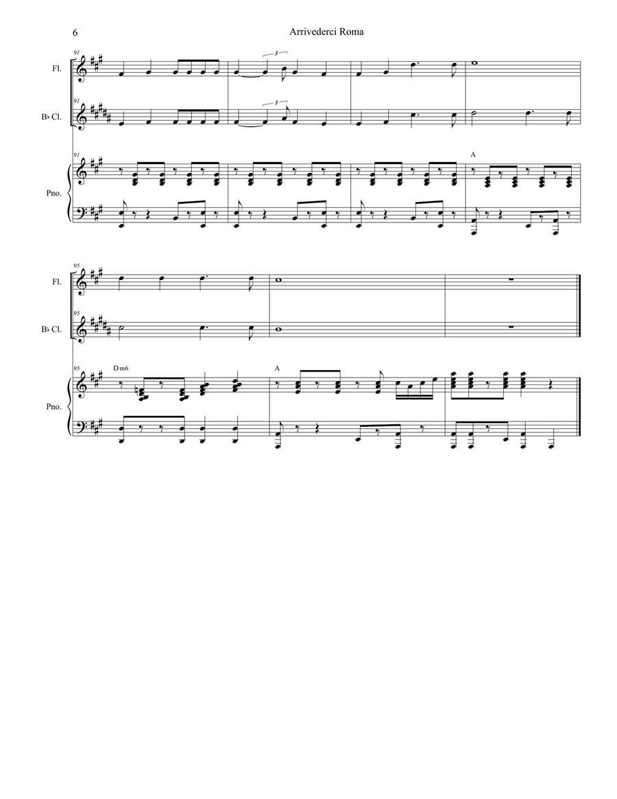 Arrivederci Roma (goodbye To Rome) Woodwind Duet scores gallery preview page 6