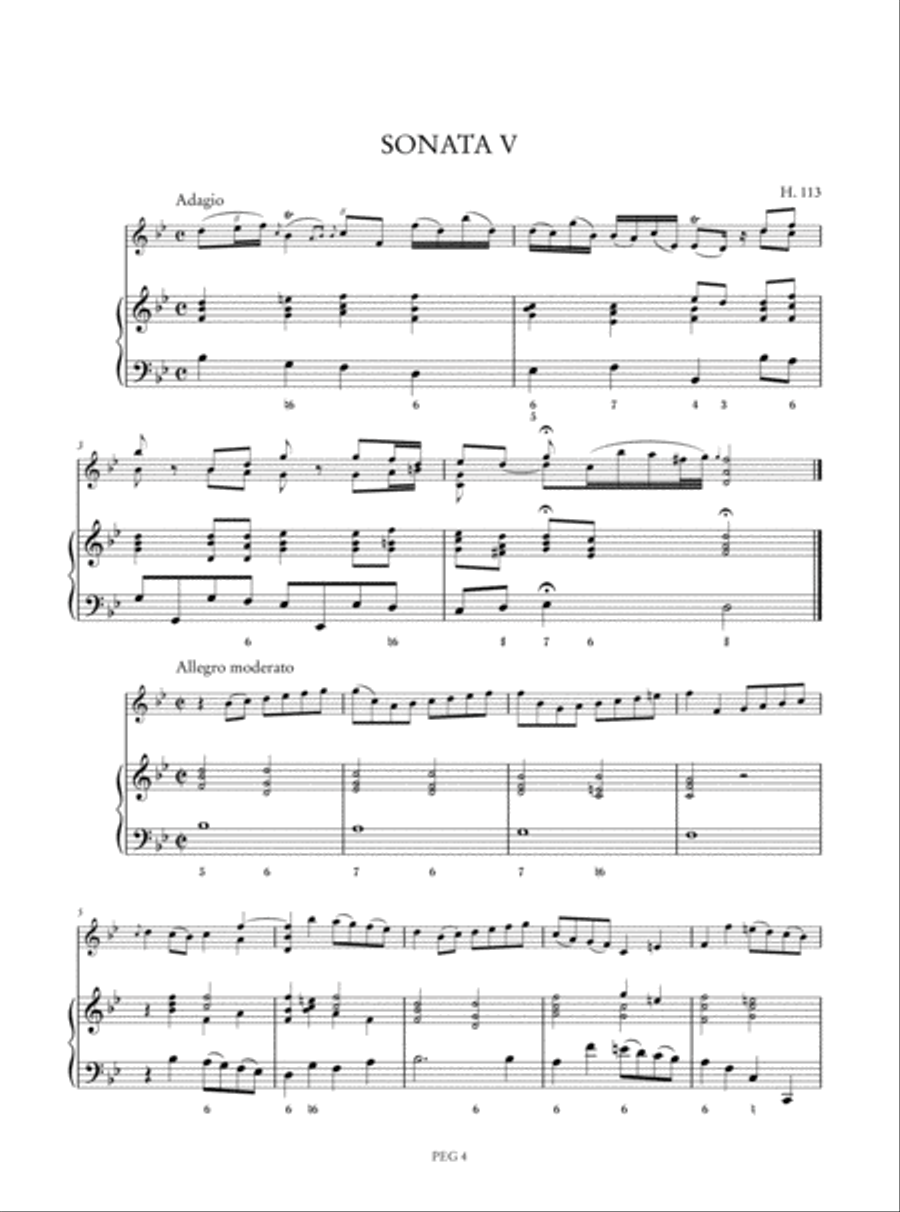 6 Sonatas Op. 5 (H. 109-114) for Violin and Basso Continuo - Vol. 2: Sonatas IV-VI Violin scores gallery preview page 3