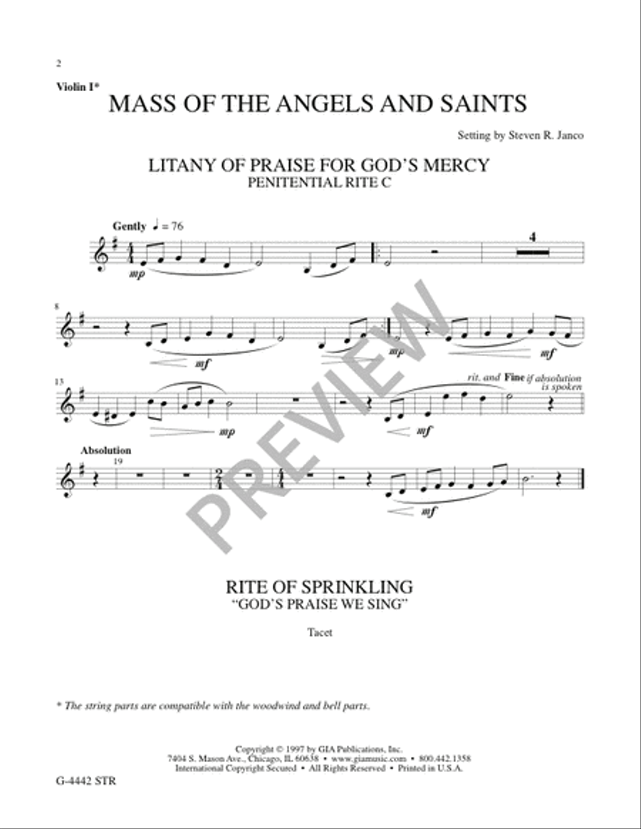 Mass of the Angels and Saints - String edition Handbell Choir scores gallery preview page 2