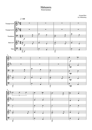 Georges Bizet - Carmen - Habanera for Brass Quintet in a easy version - Score and parts included