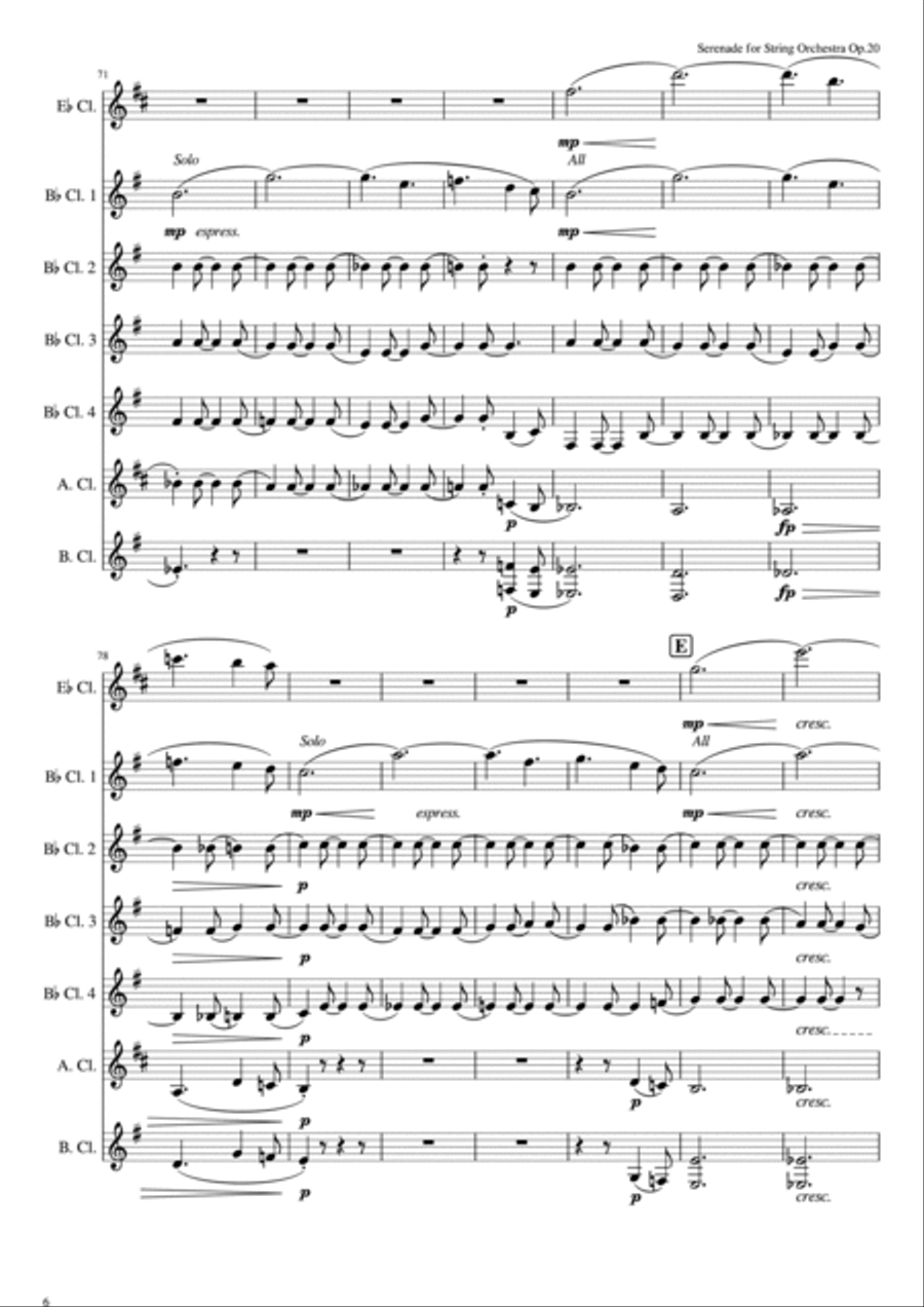Serenade for String Orchestra Op.20 arranged for Clarinet Choir Serenade for String Orchestra Op.20 arranged for Clarinet Choir String Orchestra scores gallery preview page 6