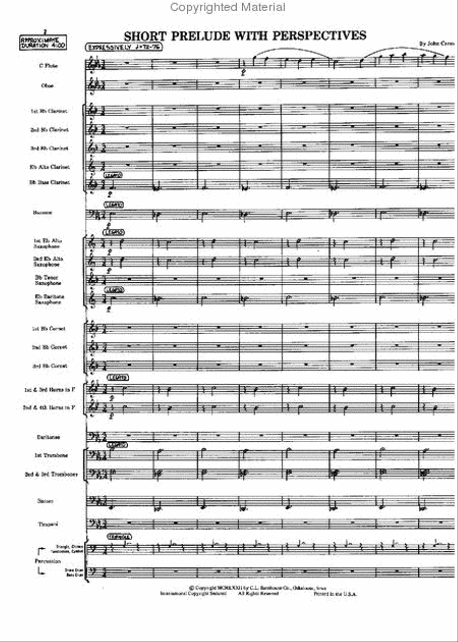 Short Prelude With Perspectives Concert Band scores gallery preview page 2