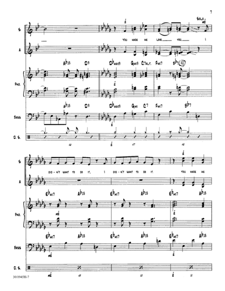 You Made Me Love You - Rhythm Score and Parts