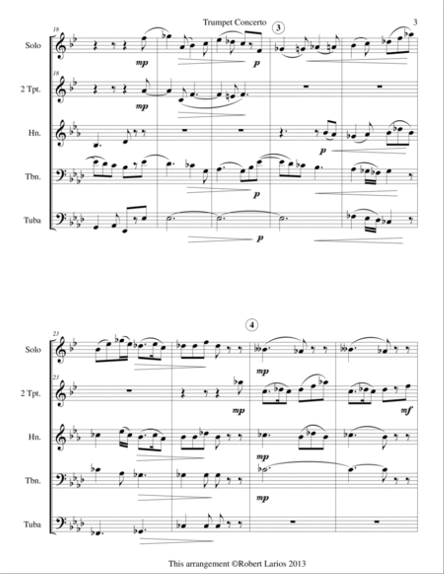 Andante from Concerto for Trumpet Brass Ensemble scores gallery preview page 3