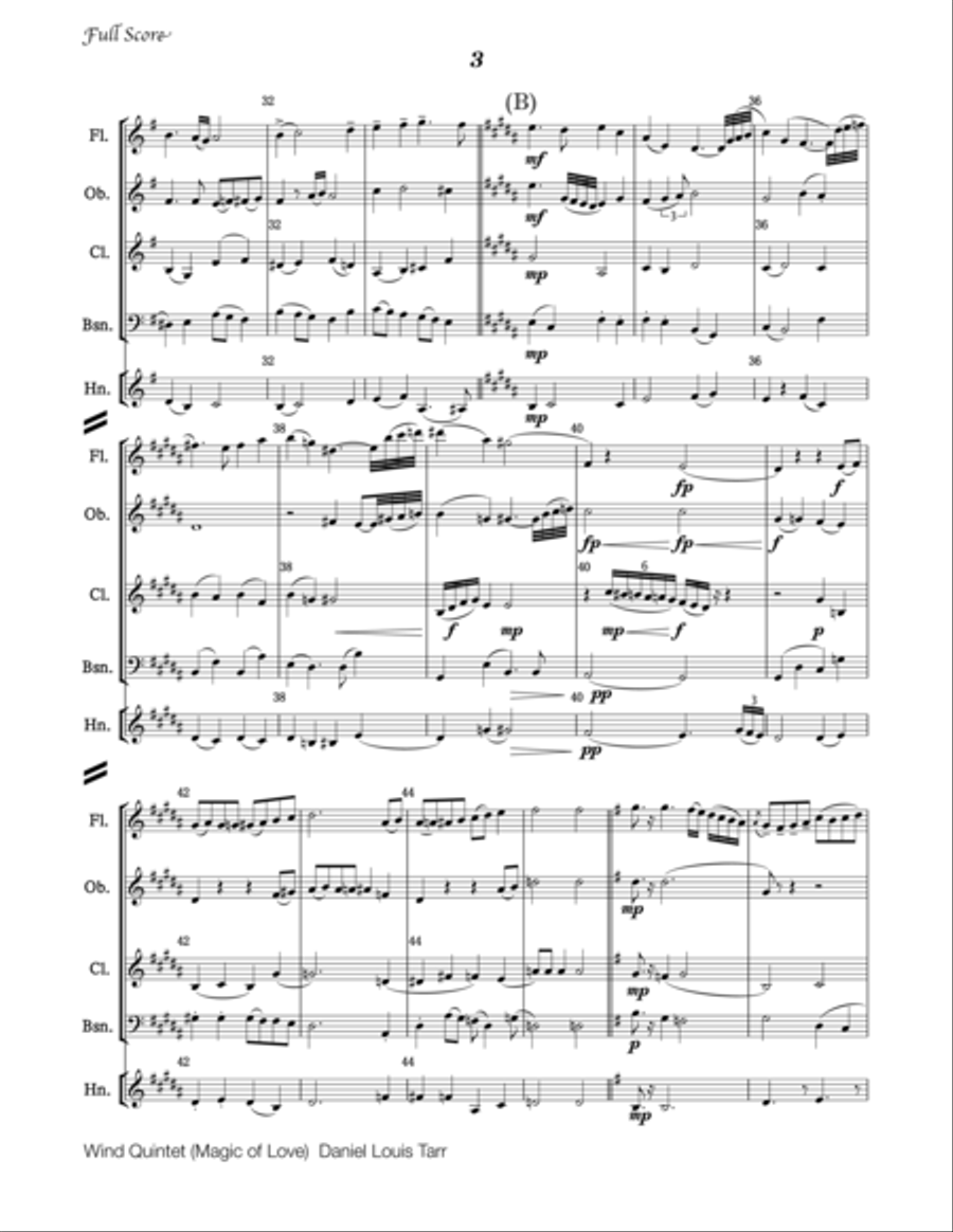 Wind Quintet (Magic of Love) Woodwind Quintet scores gallery preview page 3