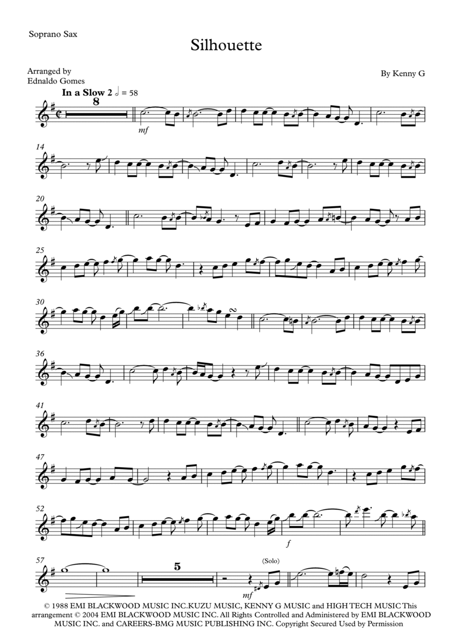 Silhouette Soprano Saxophone scores gallery preview page 1