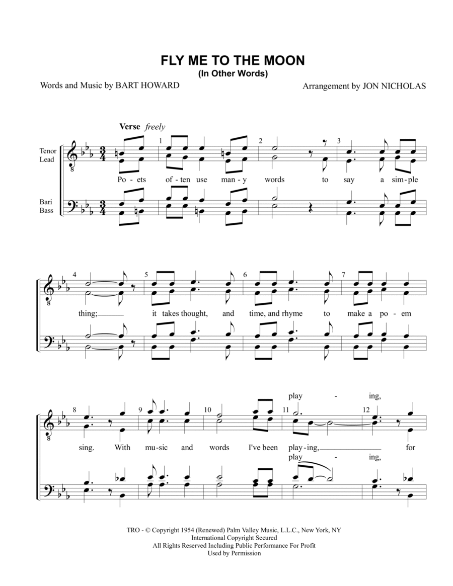 Fly Me To The Moon (in Other Words) TTBB scores gallery preview page 1