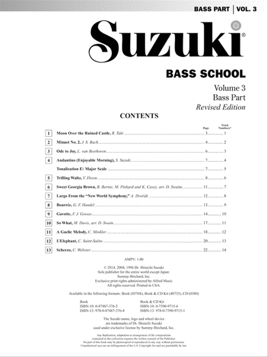 Suzuki Bass School, Volume 3