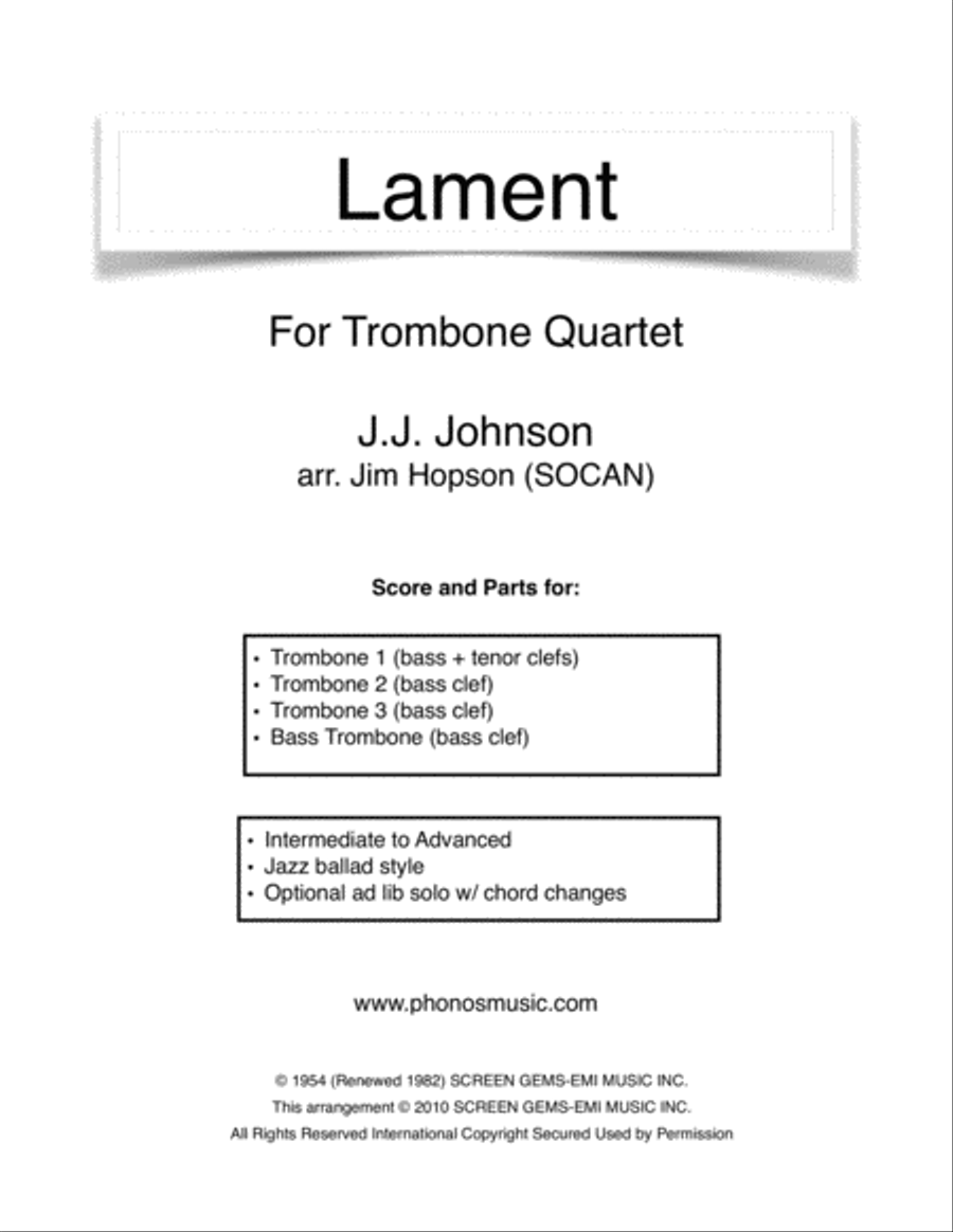 Lament Brass Ensemble scores gallery preview page 1