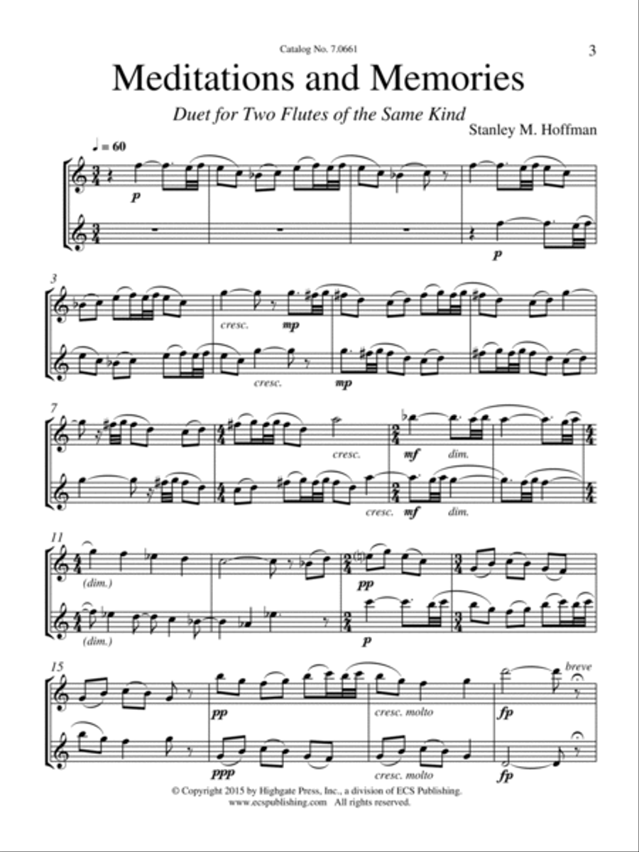 Meditations and Memories Flute Duet scores gallery preview page 2