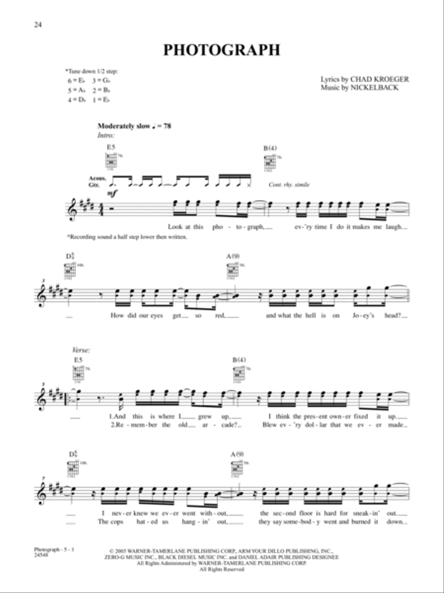 Photograph Guitar Tablature scores gallery preview page 1