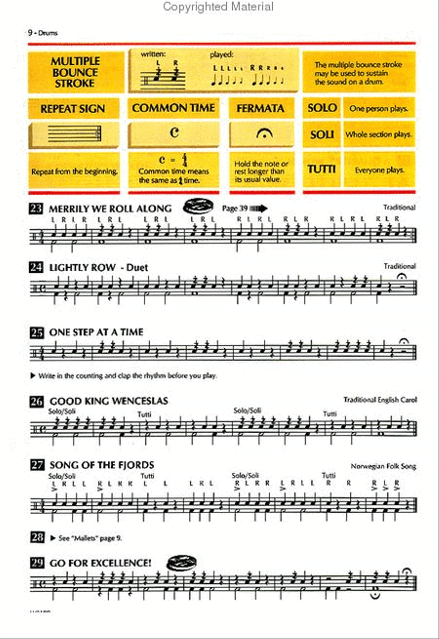 Standard of Excellence Book 1, Drums & Mallet Percussion