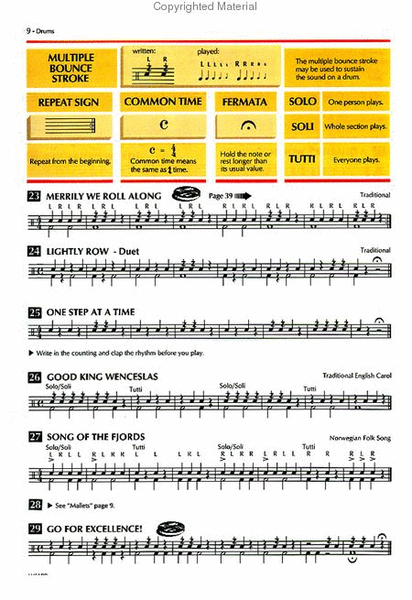 Standard of Excellence Book 1, Drums & Mallet Percussion by Bruce Pearson Concert Band Methods - Sheet Music