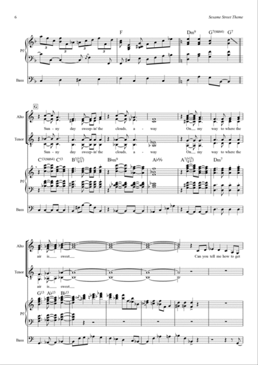 Sesame Street Theme Piano, Vocal, Guitar scores gallery preview page 6
