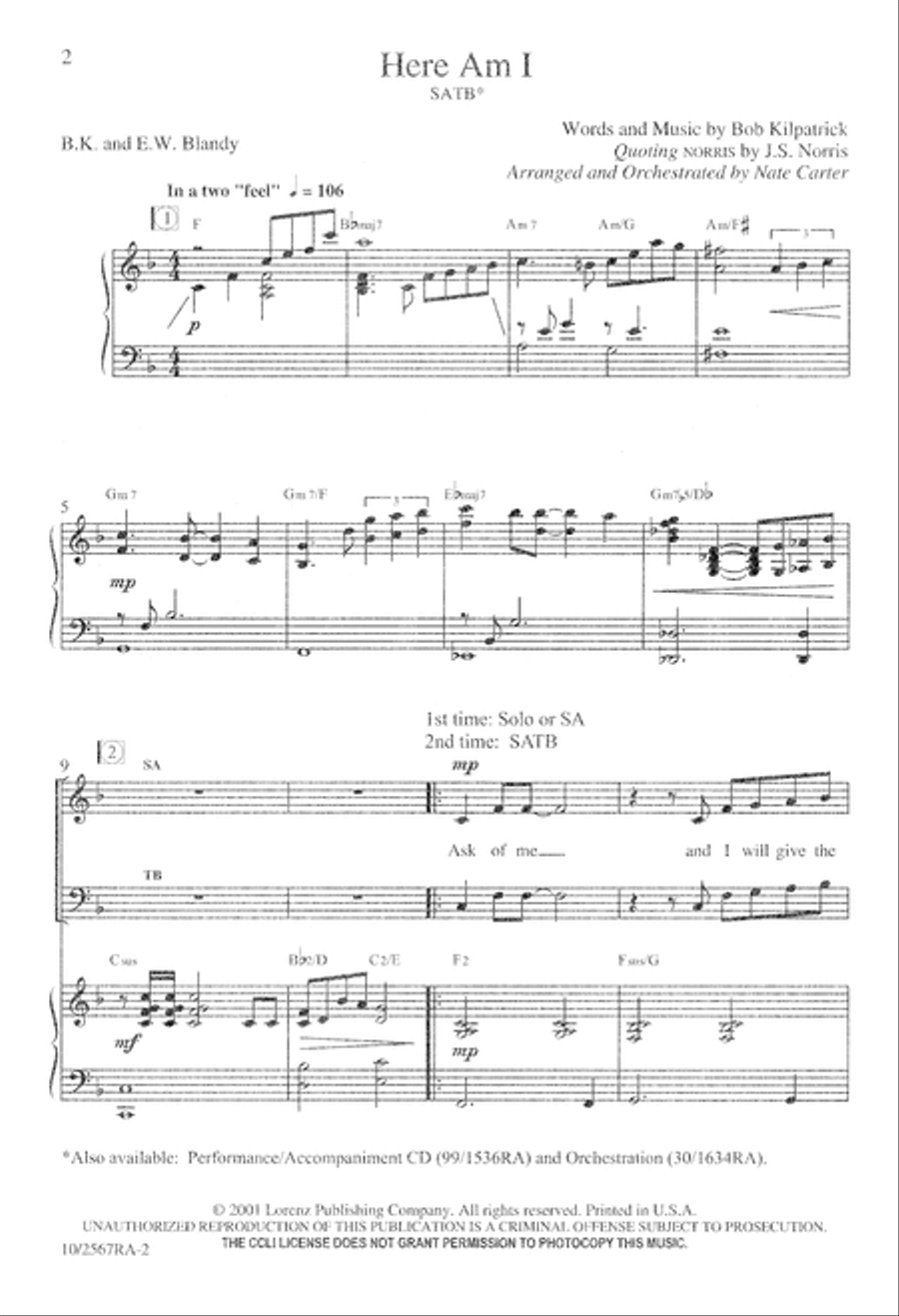 Here Am I 4-Part scores gallery preview page 2