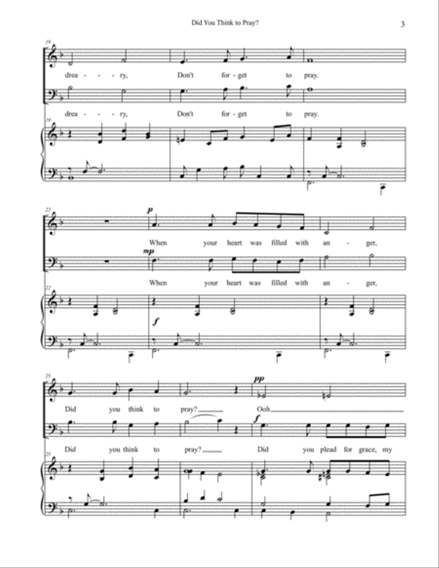 Did You Think to Pray? - Sacred Duet for Soprano and Tenor with Piano Accompaniment Piano Accompaniment scores gallery preview page 4