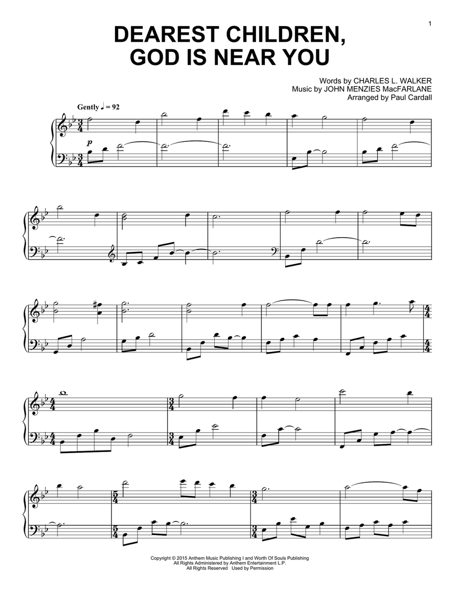 Dearest Children, God Is Near You Piano Solo scores gallery preview page 1