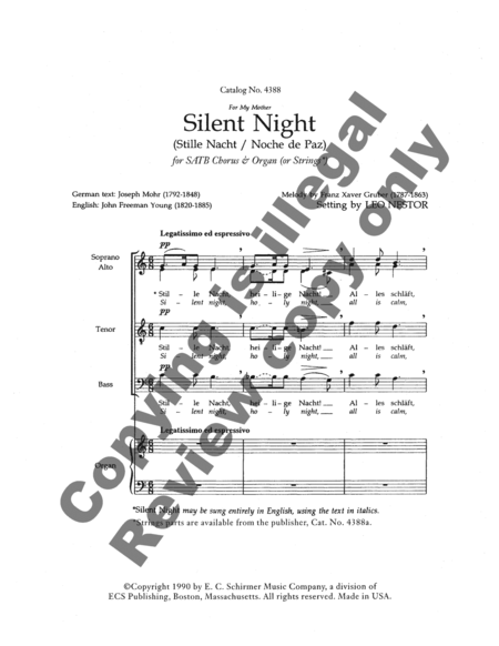 Silent Night (Stille Nacht/Noche de Paz) (Choral Score)