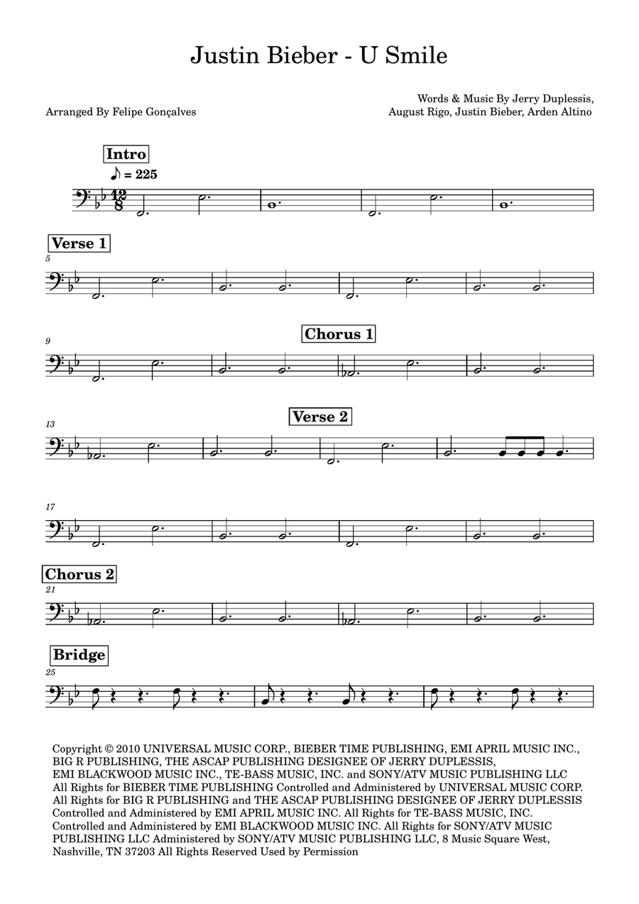 U Smile Bass Guitar scores gallery preview page 1