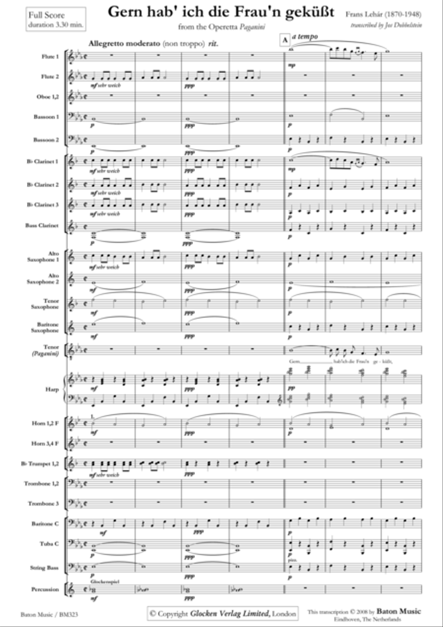 Gern hab' ich die Frau'n geküsst Concert Band scores gallery preview page 2