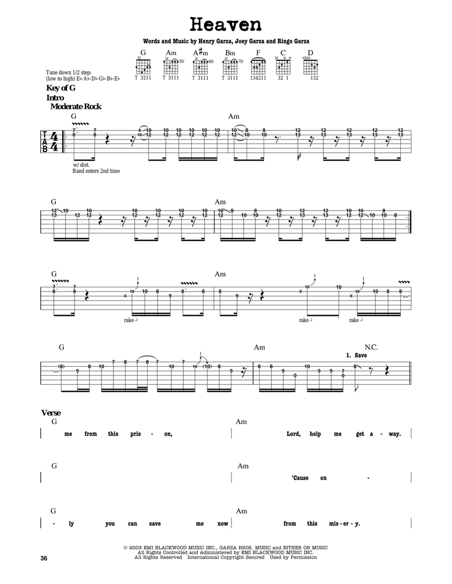Heaven Electric Guitar scores gallery preview page 1