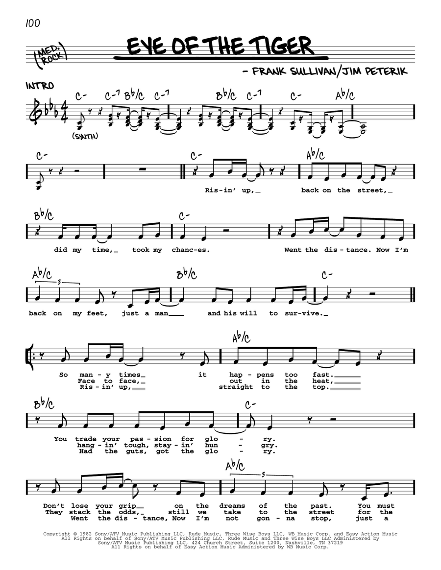Eye Of The Tiger Eye Of The Tiger Voice scores gallery preview page 1