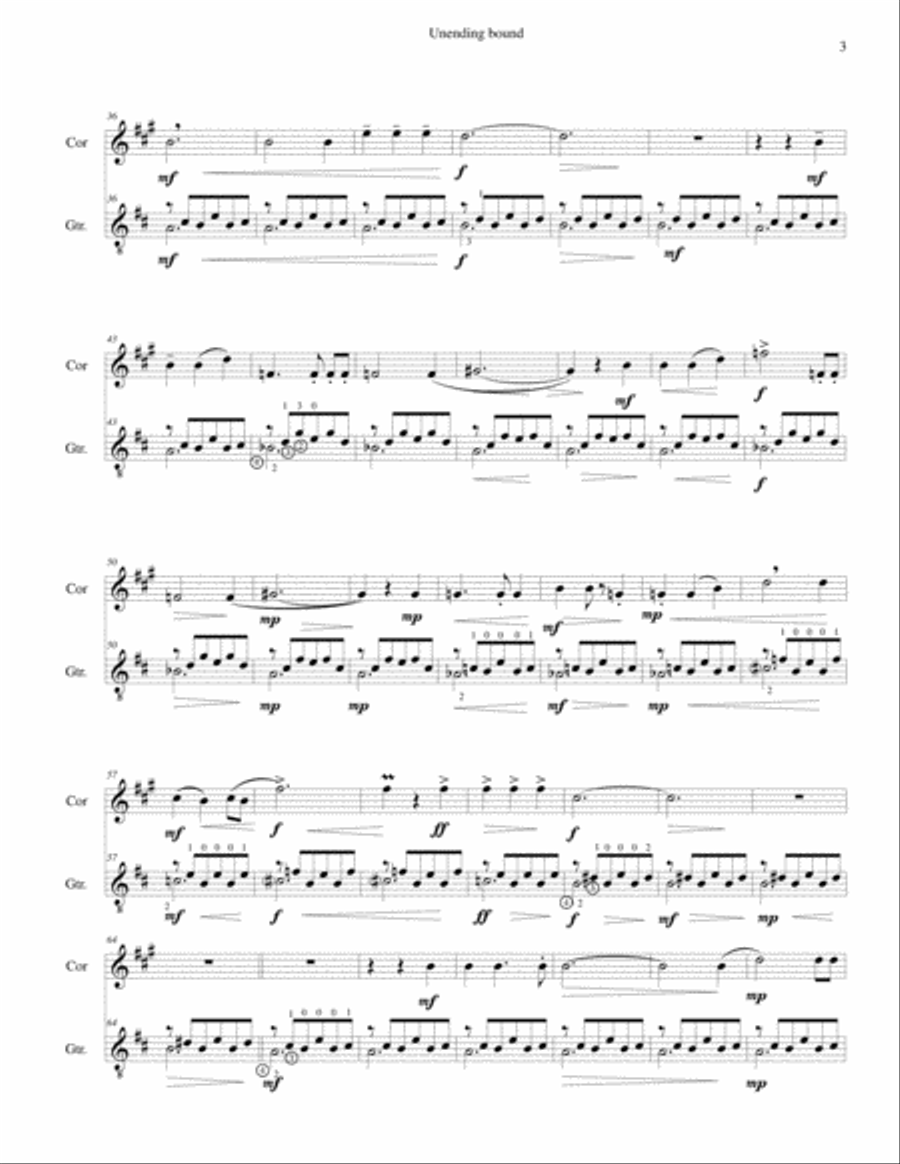 Unending bound for cor anglais and classical guitar English Horn scores gallery preview page 3