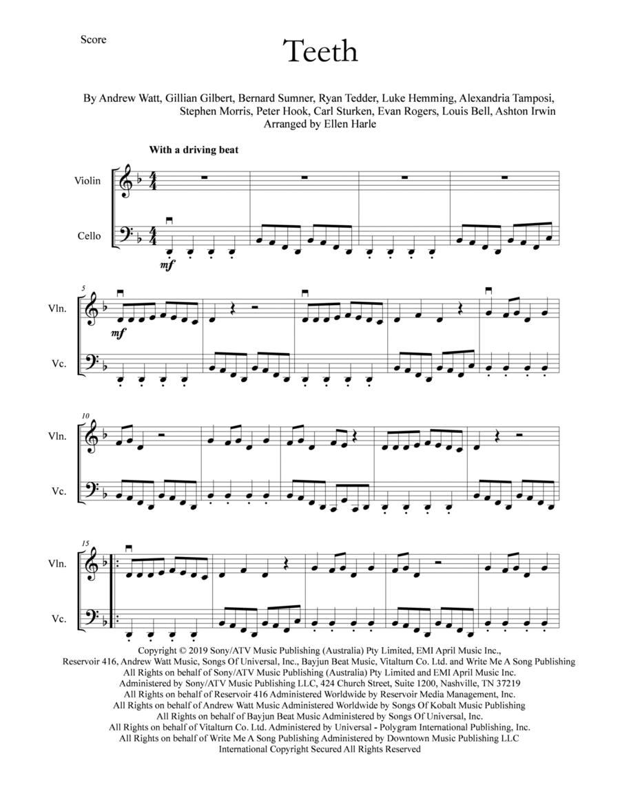 Teeth String Duet scores gallery preview page 1