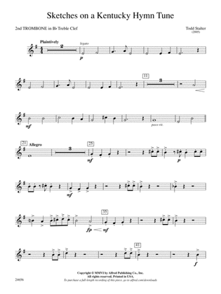 Sketches on a Kentucky Hymn Tune: (wp) 2nd B-flat Trombone T.C.