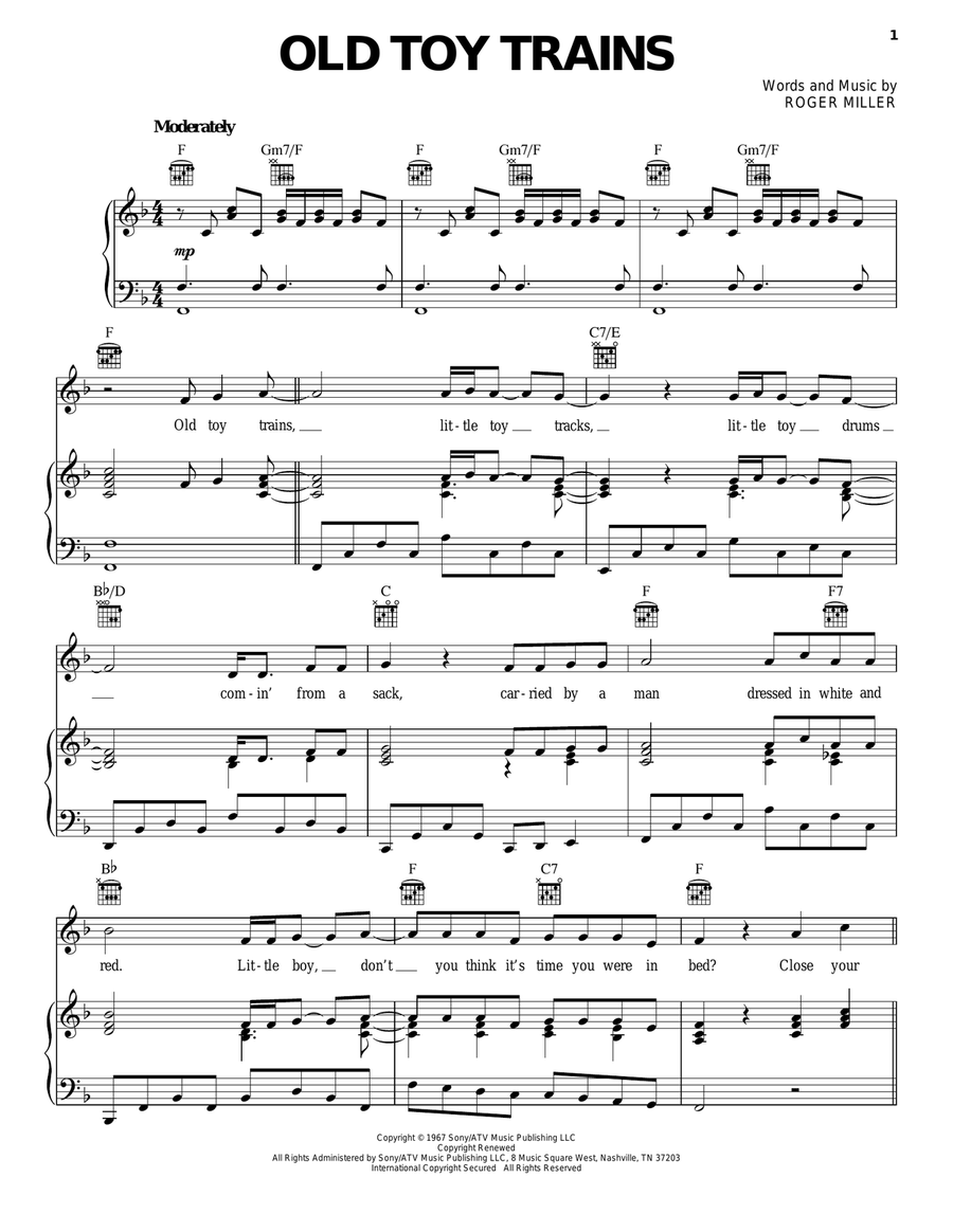 Old Toy Trains Piano, Vocal, Guitar scores gallery preview page 1