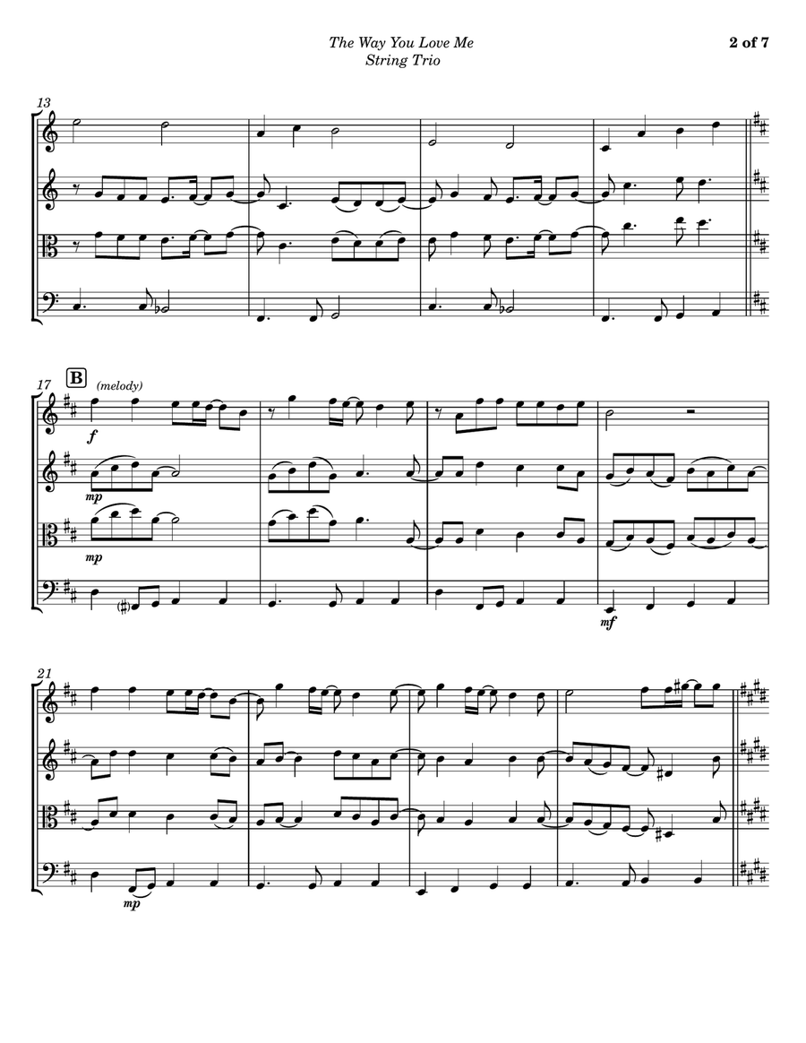 The Way You Love Me String Trio scores gallery preview page 2