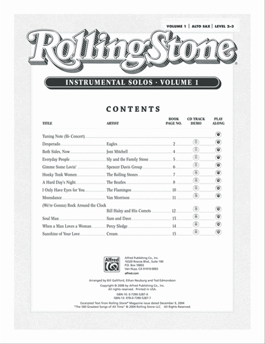 Selections from Rolling Stone Magazine's 500 Greatest Songs of All Time (Instrumental Solos) Alto Saxophone scores gallery preview page 5