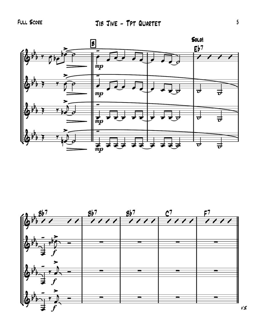 Jib Jive - Jazz Trumpet Quartet Jazz Ensemble scores gallery preview page 5