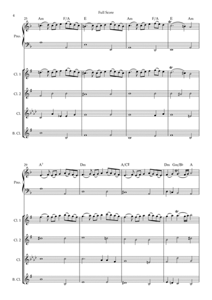 Rondeau (from Abdelazer) for Clarinet Quartet and Piano Accompaniment with Chords image number null