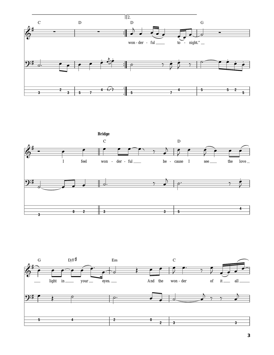 Wonderful Tonight Bass Guitar Tablature scores gallery preview page 3