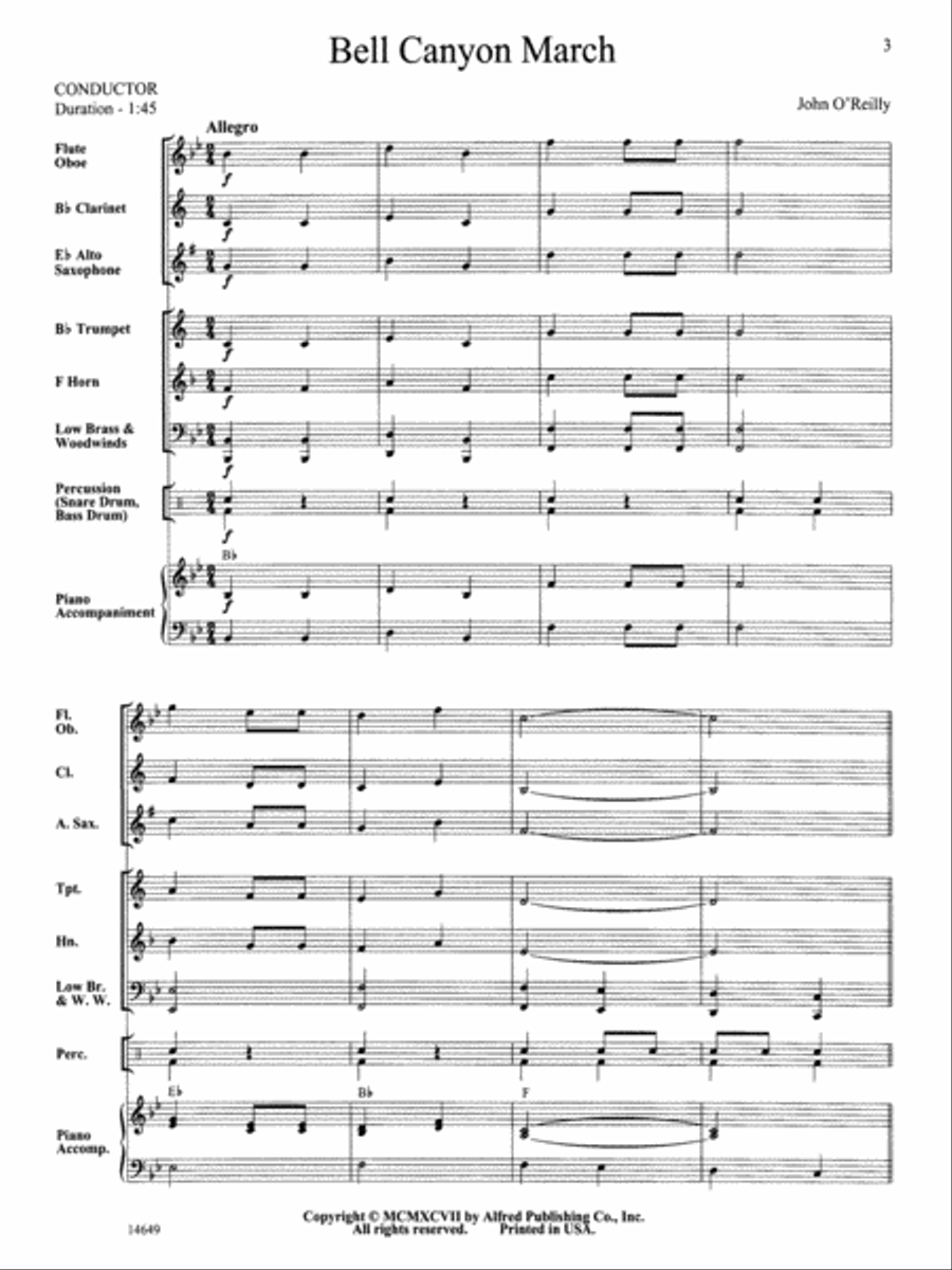 Bell Canyon March: Score Bell Canyon March: Score Concert Band scores gallery preview page 1