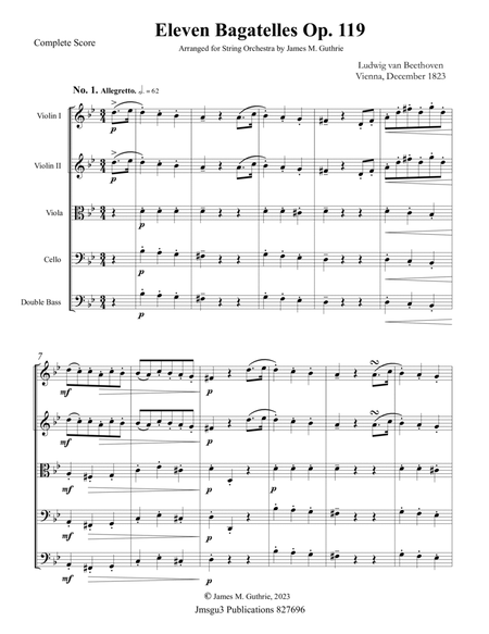 Beethoven: Eleven Bagatelles Op. 119 for String Orchestra image number null