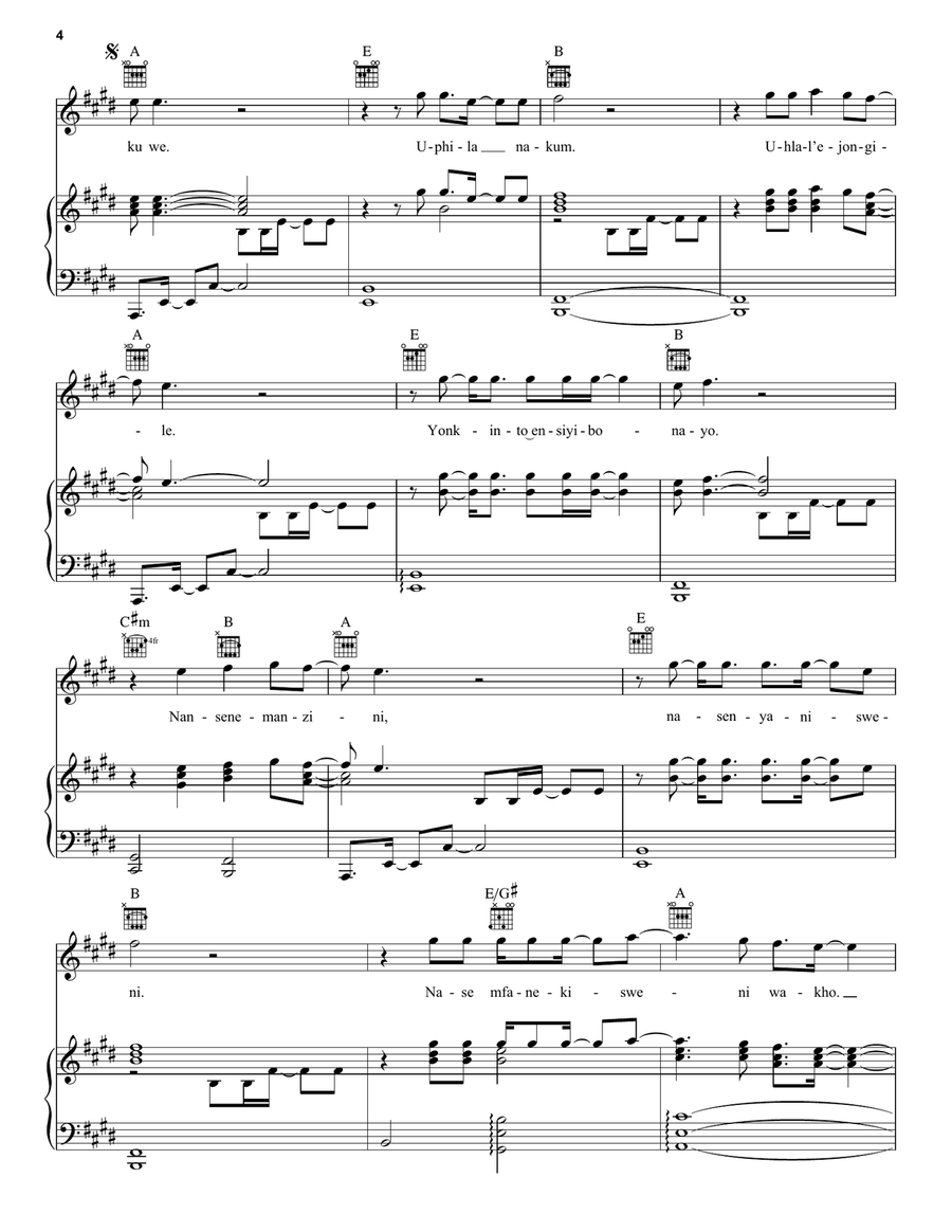 He Lives In You (from The Lion King 2019) Piano, Vocal, Guitar scores gallery preview page 4