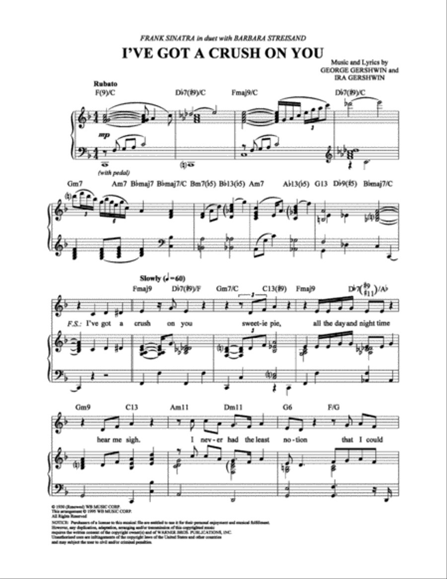 I've Got a Crush On You Piano, Vocal, Guitar scores gallery preview page 1