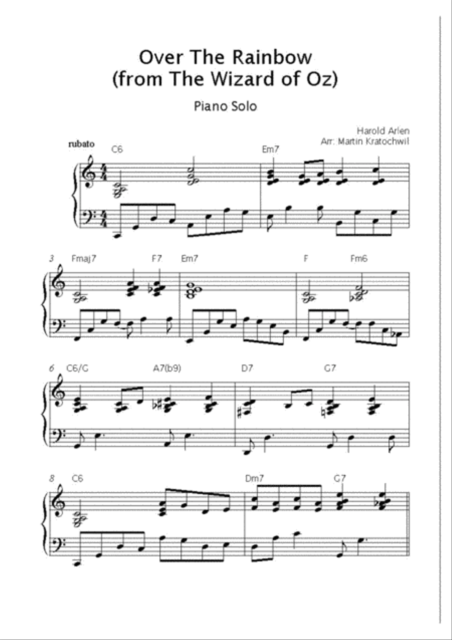 Over The Rainbow (from The Wizard Of Oz) Piano Solo scores gallery preview page 2